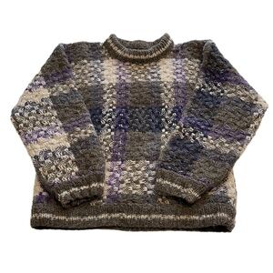 Plaid Wool Vintage Sweater - Size Large